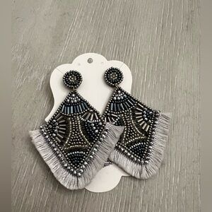 Boutique style beaded earrings with fringe